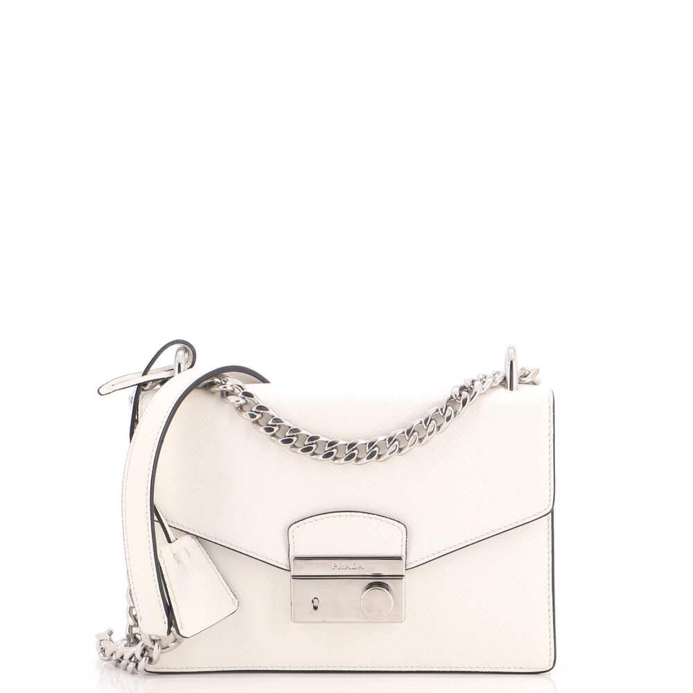 Prada Small Sound Chain Shoulder Bag Saffiano Leather